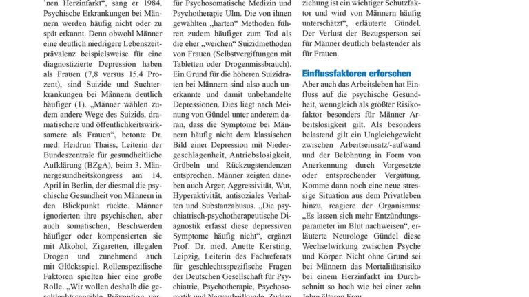 Männer weinen still – Ein Blick ins Deutsche Ärzteblatt